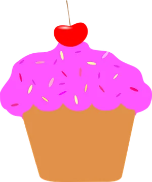 Cherry Topped Cupcake Graphic PNG Image