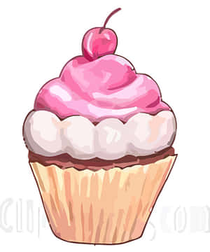Cherry Topped Cupcake Illustration PNG image with transparent background
