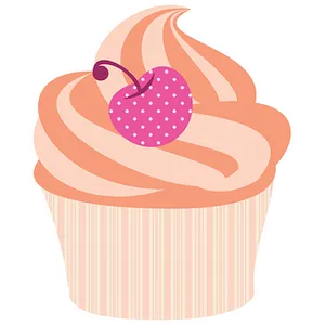 Cherry Topped Cupcake Illustration PNG Image