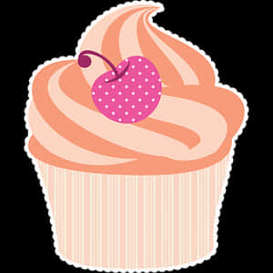 Cherry Topped Cupcake Illustration PNG image with transparent background