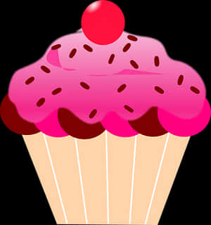 Cherry Topped Cupcake Illustration PNG image with transparent background