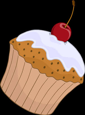 Cherry Topped Cupcake Vector PNG image with transparent background