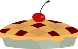 Cherry Topped Pie Illustration PNG Image