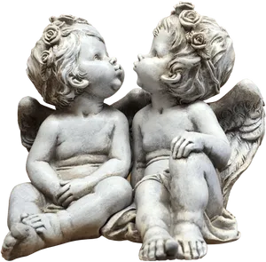 Cherub Figurines Intimate Glance PNG Image