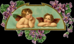 Cherubsand Violets PNG image with transparent background