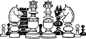 Black And White, Chess, Game, Pieces, Play, Vintage - Chess Clipart Black And White, HD Png Download PNG with transparent background