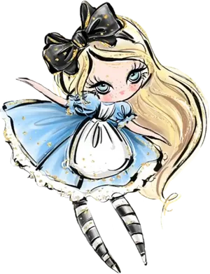 Chibi Alicein Wonderland Art PNG Image