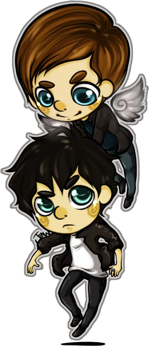 Chibi_ Angel_and_ Demon_ Friends PNG Image