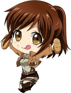 Chibi Anime Character Brown Hair PNG Image