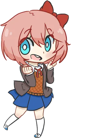 Chibi Anime Character Surprised Expression PNG Image