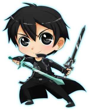 Chibi Anime Character With Sword PNG Image