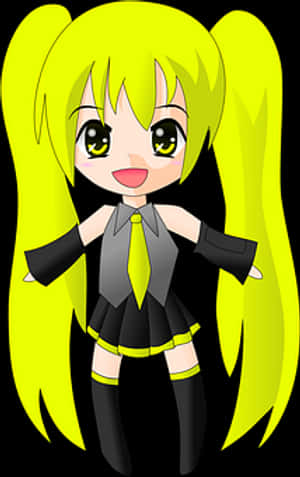 Chibi Anime Character Yellow Hair PNG image with transparent background