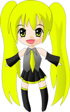 Chibi Anime Character Yellow Hair PNG Image