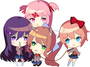 Chibi_ Anime_ Characters_ Group PNG Image