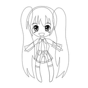 Chibi Anime Girl Sketch PNG with transparent background