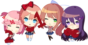 Chibi_ Anime_ Girls_ Trio PNG Image