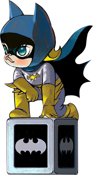 Chibi Batgirlon Blocks PNG Image