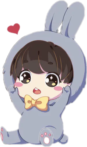 Chibi Bunny Costume Cute Character PNG Image