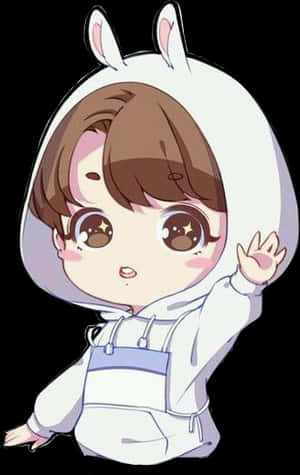 Chibi Bunny Hoodie Character PNG image with transparent background