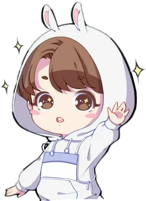 Chibi_ Character_in_ Bunny_ Hoodie PNG Image