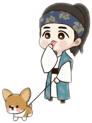 Chibi Character With Dog Illustration PNG Image