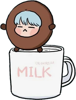 Chibi Characterin Milk Cup PNG Image