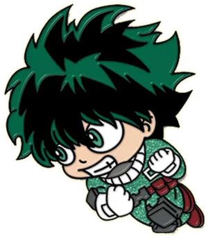 Chibi Deku Hero Pose PNG Image