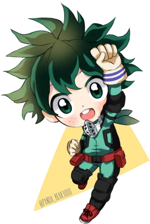 Chibi Deku Hero Pose PNG Image