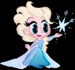 Chibi Elsa Casting Ice Magic PNG image with transparent background