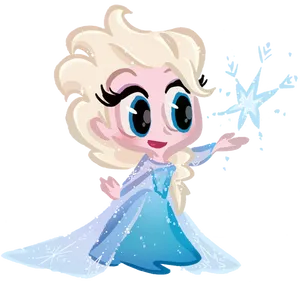 Chibi Elsa Casting Ice Magic PNG Image