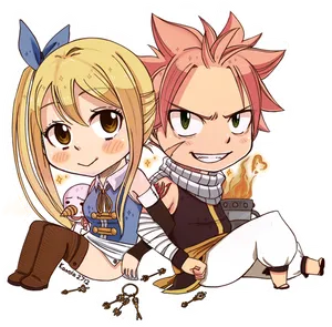 Chibi Fairy Tail Natsuand Lucy PNG Image