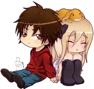 Chibi Friends With Bunny PNG Image