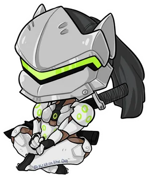 Chibi Genji Overwatch Artwork PNG Image