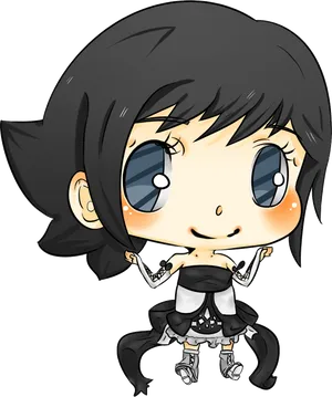 Chibi Girlin Black Outfit PNG Image