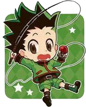 Chibi Gon Fishing Rod Sparkle PNG Image