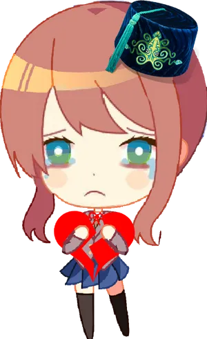 Chibi Graduate With Broken Heart PNG Image