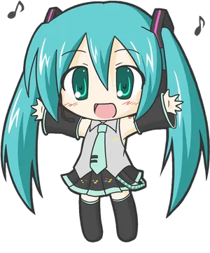 Chibi_ Hatsune_ Miku_ Celebration PNG Image