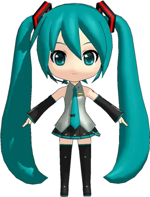 Chibi Hatsune Miku Illustration PNG Image