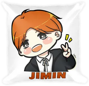 Chibi Jimin B T S Cushion Design PNG Image