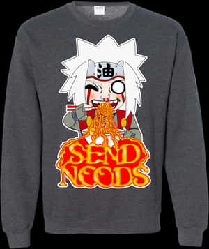 Chibi Jiraiya Eating Noodles Sweatshirt PNG image with transparent background