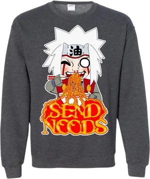 Chibi Jiraiya Eating Noodles Sweatshirt PNG Image