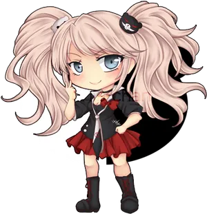 Chibi Junko Enoshima Cute Pose PNG Image