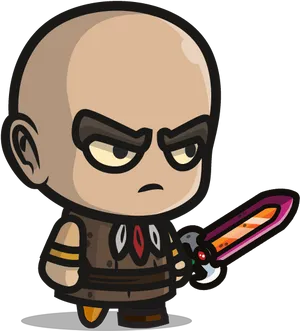 Chibi Krillin With Energy Sword PNG Image