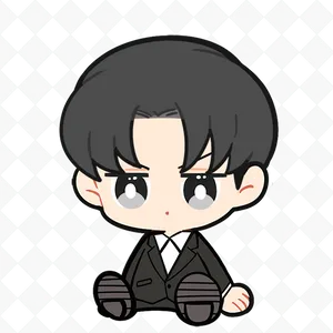 Chibi Levi Ackerman Cute Illustration PNG Image