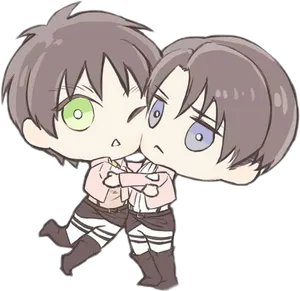 Chibi Levi Ackerman Dual Expression PNG Image