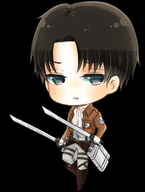 Chibi Leviwith Swords PNG with transparent background