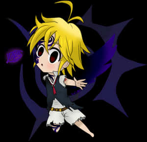 Chibi Meliodas Dark Wings PNG image with transparent background