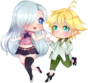 Chibi Meliodasand Elizabeth Fan Art PNG Image