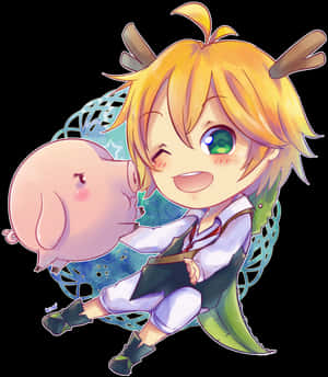 Chibi Meliodasand Hawk Friendship PNG image with transparent background