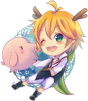 Chibi Meliodasand Hawk Friendship PNG Image